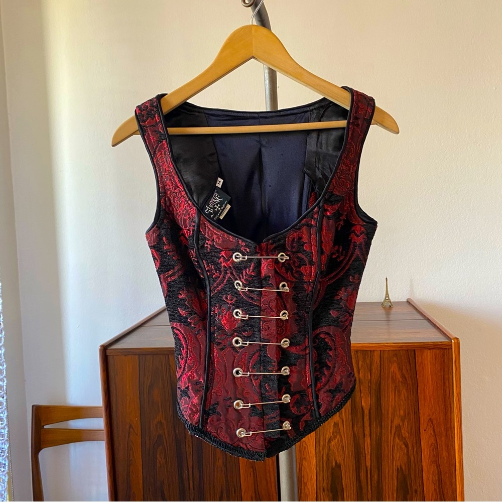 VINTAGE 90’s | SHRINE HOLLYWOOD | Tapestry Goth Pin Closure Corset